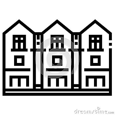 Townhouse Line illustration Vector Illustration