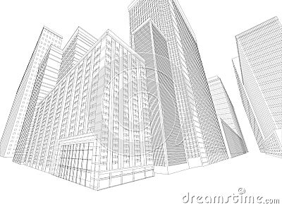 Townscape wireframe building Stock Photo