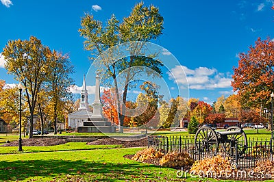 Town square in autumn Stock Photo