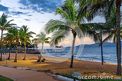 Townsville, Queensland, Australia - Beautiful sunset on a palmy beach Editorial Stock Photo