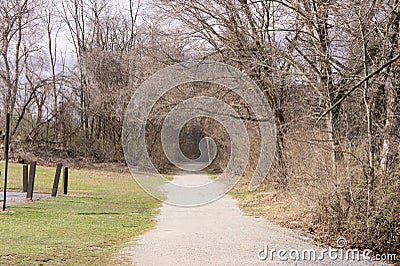 Wildwood Park`s towpath trail in early spring Stock Photo