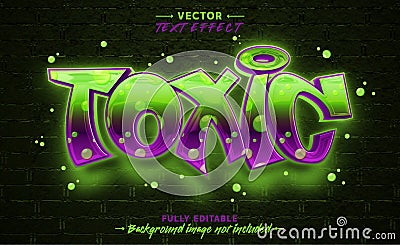 Toxic 3D graffiti style editable text effect template Vector Illustration