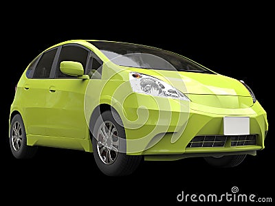 Toxic green metallic modern compact car Stock Photo