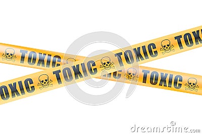 Toxic Hazard Barrier Tapes, 3D rendering Stock Photo