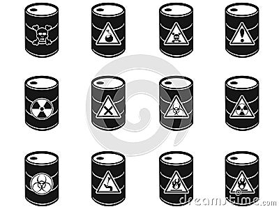 Toxic hazardous waste barrels icon Vector Illustration