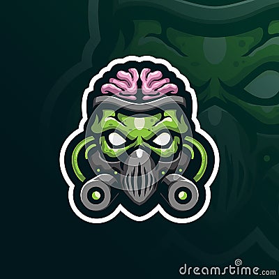 Toxic mascot logo design vector with modern illustration concept style for badge, emblem and t shirt printing. toxic brain head Vector Illustration