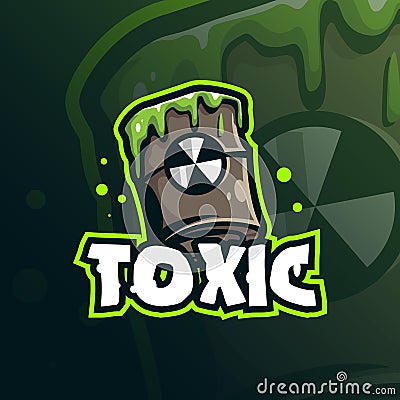 Toxic mascot logo design vector with modern illustration concept style for badge, emblem and t shirt printing. drum toxic Vector Illustration