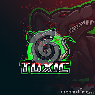 Toxic mascot logo design vector with modern illustration concept style for badge, emblem and tshirt printing. angry rat Vector Illustration