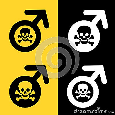 Toxic masculinity / Death of manhood and male sex. Vector Illustration