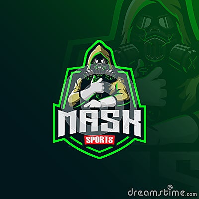 Toxic masker mascot logo design vector with modern illustration concept style for badge, emblem and tshirt printing. mask Vector Illustration