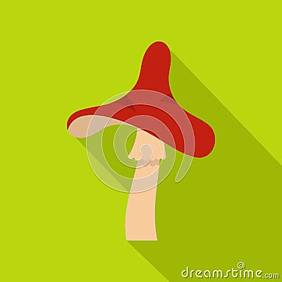 Toxic mushroom icon, flat style Vector Illustration