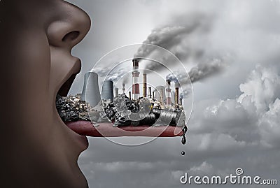 Toxic Pollution Inside The Human Body Cartoon Illustration