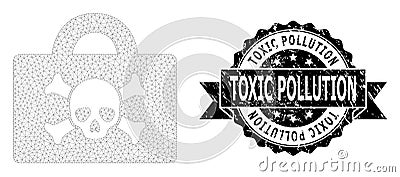 Grunge Toxic Pollution Ribbon Seal and Mesh Network Mortal Case Vector Illustration