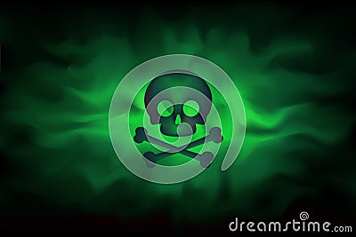 Toxic sign on a background of infected green fog. Poison hazard sign. Dangerous haze poisoned. Spreading smoke attack biological Vector Illustration