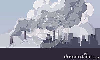 Toxic smoke from industrial factories floating in the air Vector Illustration