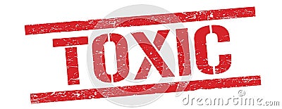 TOXIC text on red vintage lines stamp Stock Photo
