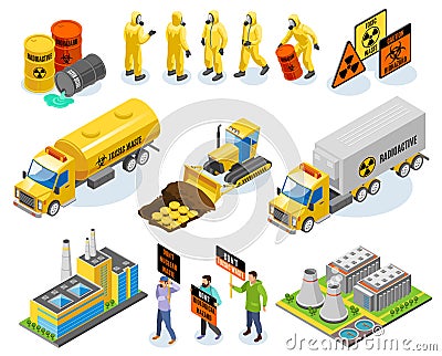 Toxic Waste Isometric Icons Vector Illustration