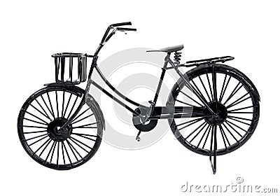 Toy bicycle isolated on white background. Metal bicycle toy model isolated. Bicycle model isolated Stock Photo