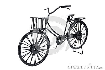 Toy bicycle isolated on white background. Metal bicycle toy model isolated. Bicycle model isolated Stock Photo