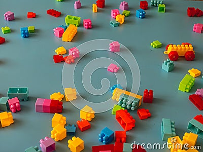 Toy block pieces on celestial background Stock Photo
