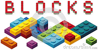 Toy blocks in many colors Vector Illustration