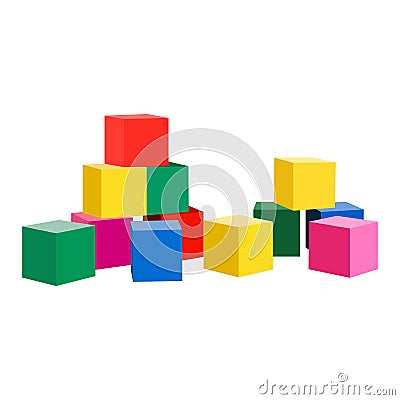 Toy blocks vector icon on a white background. Baby toys illustration isolated on white. Cubes realistic style design Vector Illustration