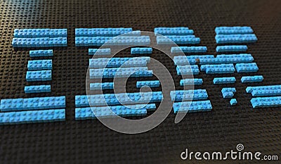 Toy bricks compose logo of IBM. Editorial conceptual 3d rendering Editorial Stock Photo