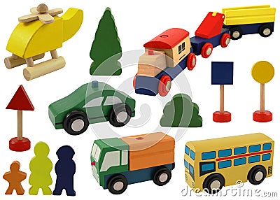 Toy car, helicopter Stock Photo