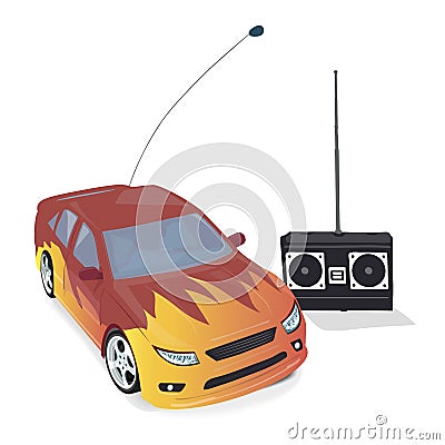 Toy Car with Remote Control Vector Illustration