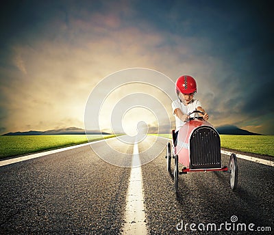Toy car on road Stock Photo