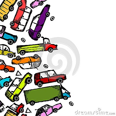 Toy cars collection, seamless pattern for your Vector Illustration