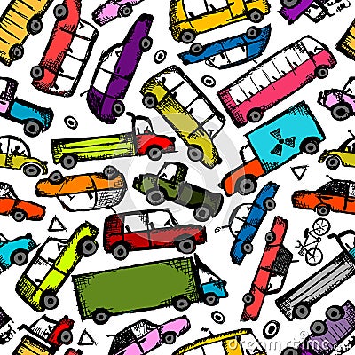 Toy cars collection, seamless pattern for your Vector Illustration