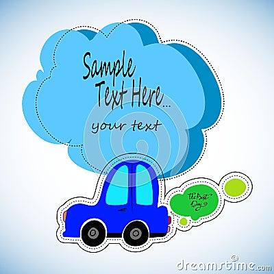 Toy cars white outline on a blue background. Vector Illustration