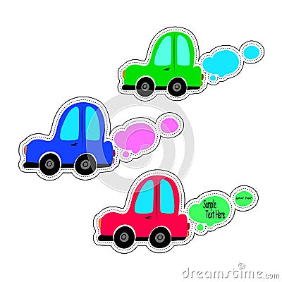 Toy cars white outline on a blue background. Vehicles travel. Sticker for children on the theme of the machine. Vector illustratio Cartoon Illustration