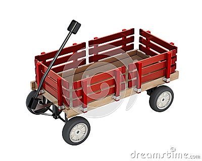 Toy child's wagon isolated on white background. 3D illustration Cartoon Illustration