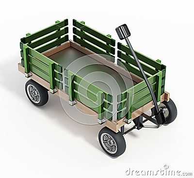 Toy child's wagon isolated on white background. 3D illustration Cartoon Illustration