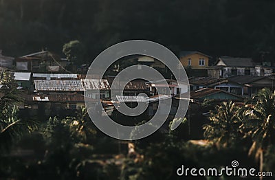 View of village with toy concept for miniature like layout background landscape file Stock Photo