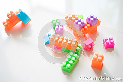 Toy construction brick blocks Stock Photo