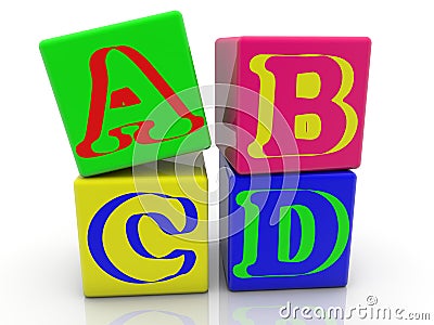 Toy cubes with inscription A,B,C,D Stock Photo