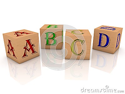 Toy cubes letters inscription A,B,C,D Stock Photo