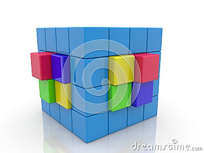 Toy cubes stacked in the shape of a cube Stock Photo