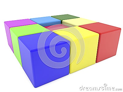 Toy cubes stacked in square Stock Photo