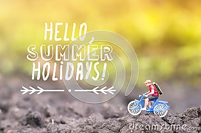 Toy cyclist ecotourism concept Stock Photo