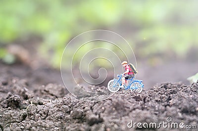 Toy cyclist ecotourism concept Stock Photo