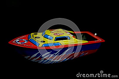 Toy diesel boat Stock Photo