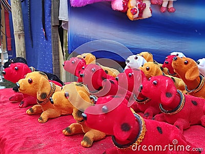 Toy dogs or doggies or puppy's at market shop Stock Photo