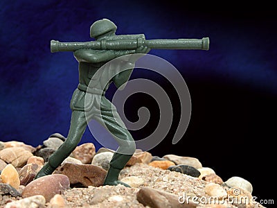 Toy Green Army Man Stock Photo