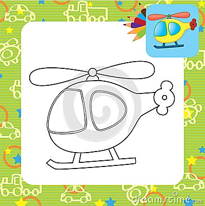 Toy helicopter. Coloring page Vector Illustration