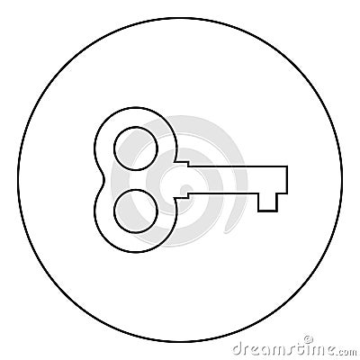 Toy key winding use butterfly shape Retro winder Clock clockwork movement concept icon in circle round outline black color vector Vector Illustration