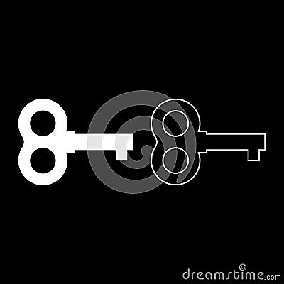 Toy key winding use butterfly shape Retro winder Clock clockwork movement concept icon outline set white color vector Vector Illustration